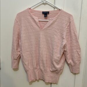 Pink V-Neck Sweater Ann Taylor XL knit